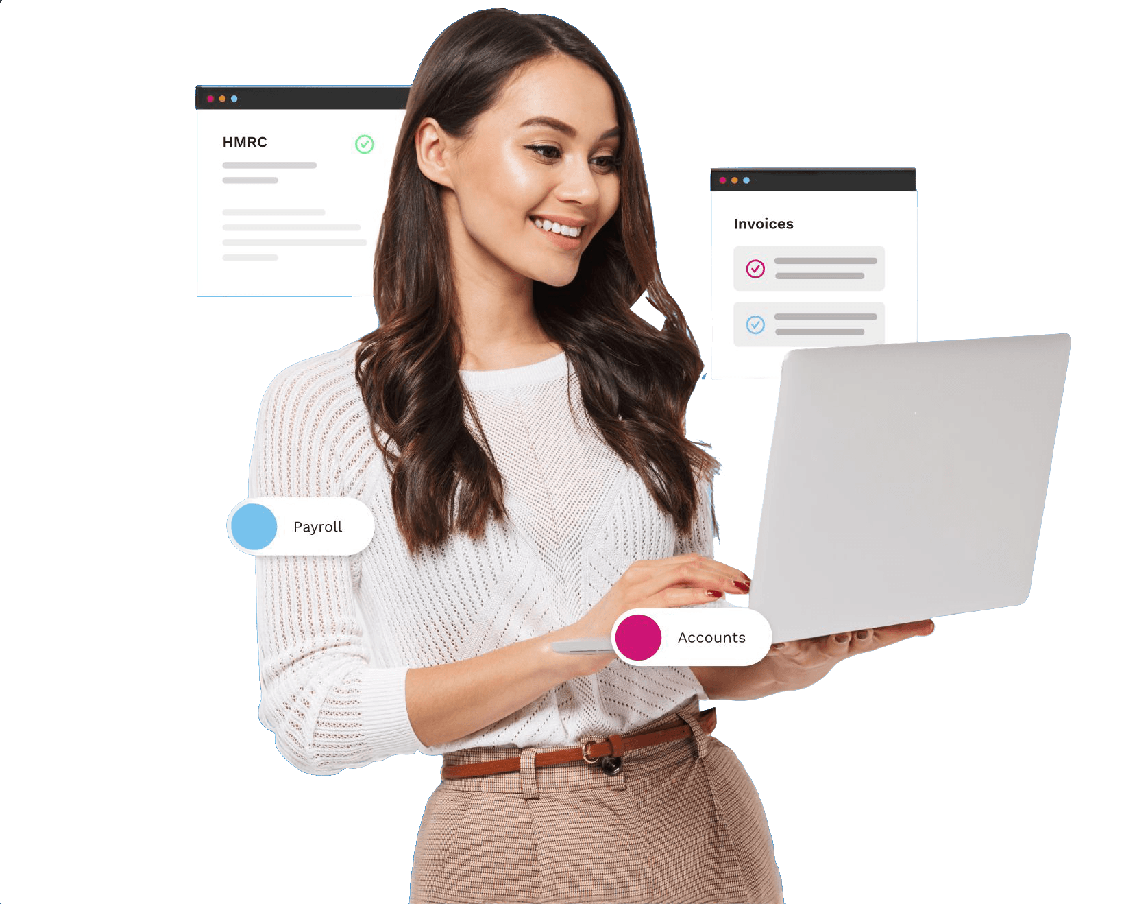 Woman with laptop illustration